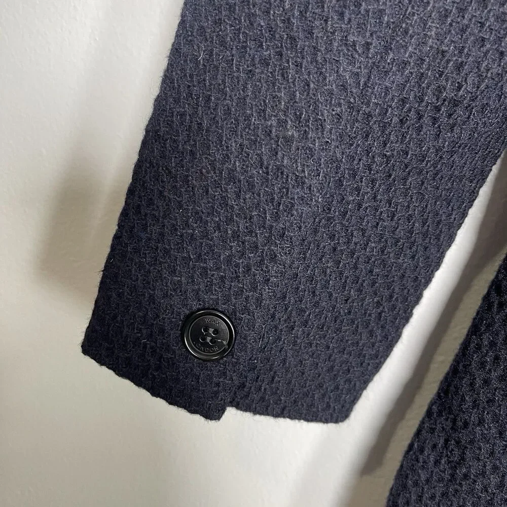 WAX LONDON Kray Coat Small Navy Blue NEW Jacket Business‎ Professional Wool